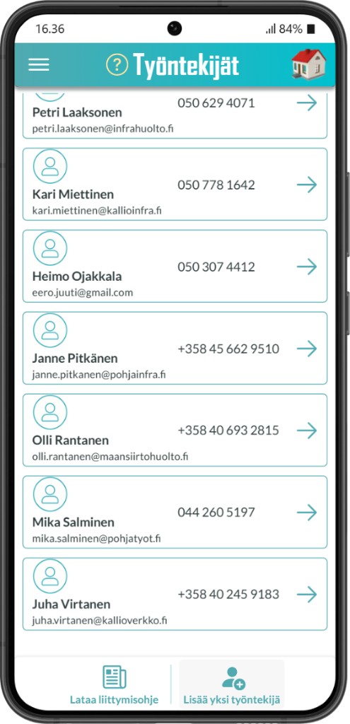 VarikkoPro: työntekijät-näkymä